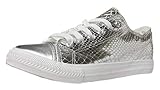 Schuh Breite: ca 9 cm Fitters Footwear That Fits Damen Sneaker Carrie Synthetik Croco Metallic Sport Übergröße (42 EU, Silber)