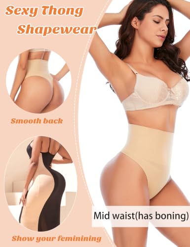 Image of Werena Tummy Control Thong Shapewear for Women Seamless Shaping Novelty Thong Panties Body Shaper Underwear