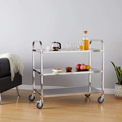 Amazon Brand - Movian 3-Tier Stainless Steel Serving Trolley - Metal
