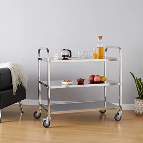 Foto von Amazon-Marke: Movian Servierwagen aus Edelstahl, mit 3 Etagen, Metall