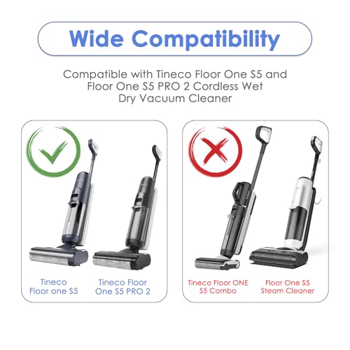 (5 Pieces) Replacement Brush Rollers and HEPA Filters Compatible with Tineco Floor ONE S5/Floor One S5 Pro 2 Smart Cordless Wet Dry Vacuum Cleaner, 2 Main Brushes, 3 HEPA Filters