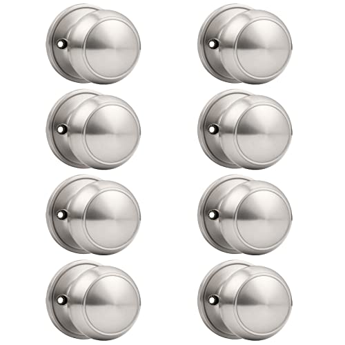 Probrico Dummy Door Knob Brushed Nickel Finish Interior Door Knobs 8 Pack, Colonial Ball Inactive Door Knob Hardware, One Side Door Knob for Closet