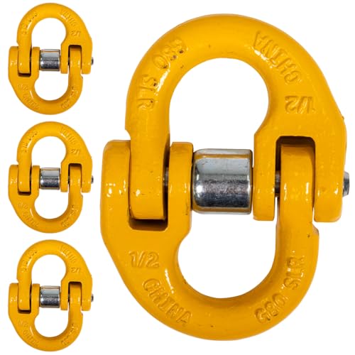 US Cargo Control 3/8 Inch Safety Chain Connector Links (4-Pack), G80 Tow Hitch Hammerlock Coupling Link, 7,100 LBS Working Load Limit, Hammerlock Safety Chain Connector for Overhead Lifting