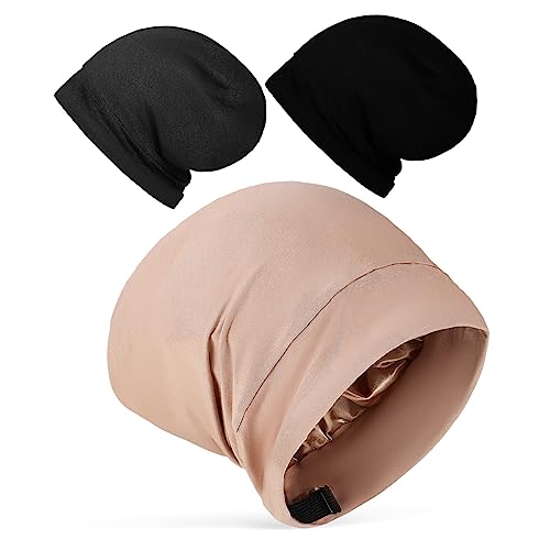 Bonnet en satin anti-frisottis pour cheveux tressés et volumineux