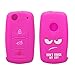 Produktbild kwmobile Autoschlüssel Hülle kompatibel mit VW Skoda Seat 3-Tasten Autoschlüssel Hülle - Schlüsselhülle Don't Touch my Key Weiß Pink