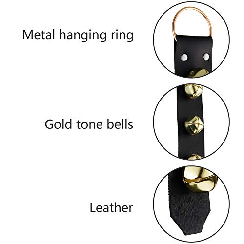 Frienda Hanging Jingle Sleigh Bells 7-Bell Dog Doorbells For Door Knob Faux Leather Belts Dog Training Bells Christmas Decor And Holiday Home Decorations, 18.7 X 1.8 X 1 Inches(18.7 X 1.8 X 1 Inches) #TOP2