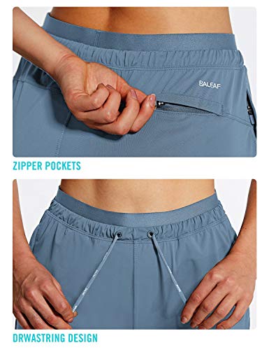 BALEAF Women's Shorts 4" Hiking Shorts Quick Dry with Zip Pockets UPF 50+ Stretch Outdoor Running Active Workout Gym Navy Blue Size M - Thumbnail 3