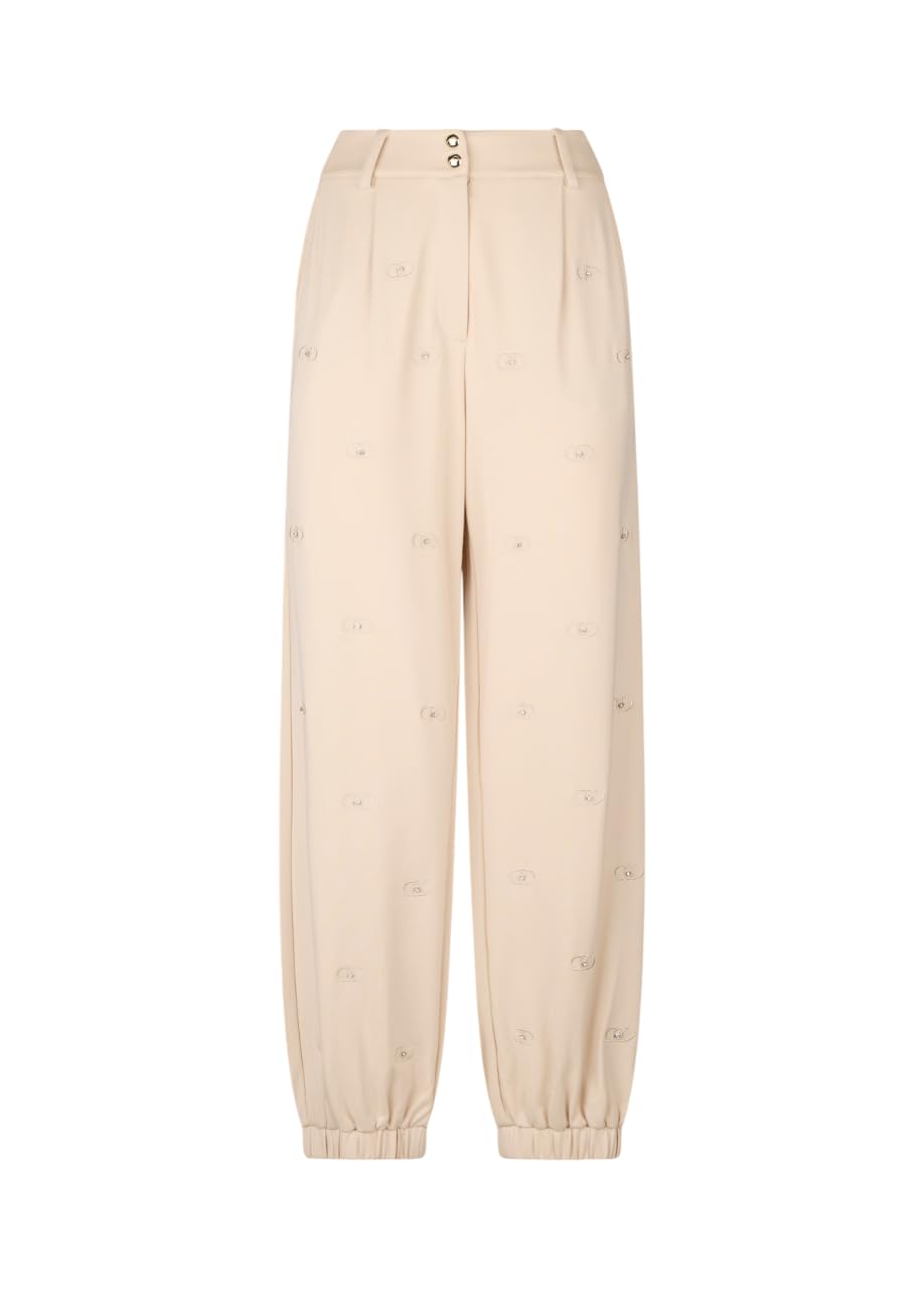 Pantalone donna Liu Jo beige chic avec logo ES25LJ69