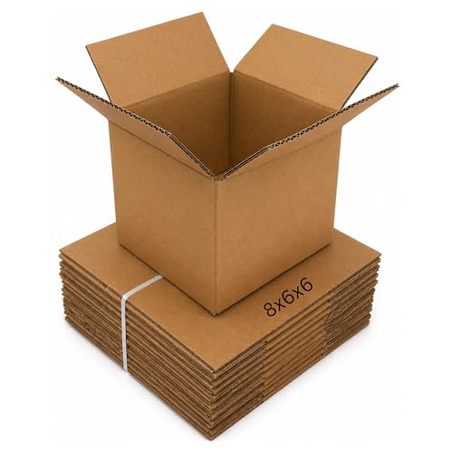 10 Boxes of 8x6x6 Inch Small Cardboard Boxes Pack of 10 | Single Wall Corrugated Shipping Packing & Postal Boxes | Strong Moving & Storage Boxes for Mailing Gift & Royal Mail Small Parcel