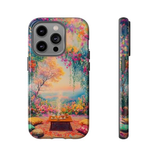 Coque antichoc iPhone 14 Pro scène florale multicolore brillante résistante