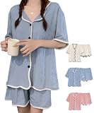 [Toozozu] 半袖/長袖 パジャマ レディース 上下セット 前開き ルームウェア 部屋着 Vネック ロングパンツ 寝巻き 寝間着 薄手 シンプル 大人 軽い ゆったり 無地 かわいい柄 快適 肌触りよい おしゃれ 吸汗 通気 速乾 春夏秋冬 カジュアル