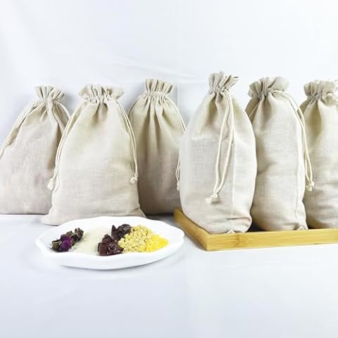 LEFUBABY 8x10 Inch Cotton Muslin Drawstring Candy Gift Storage Bags 15 PCS Cover