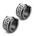 Jstyle Jewelry Stainless Steel Hoop Earrings for Men Women Huggie Earrings Unique Greek Key Black
