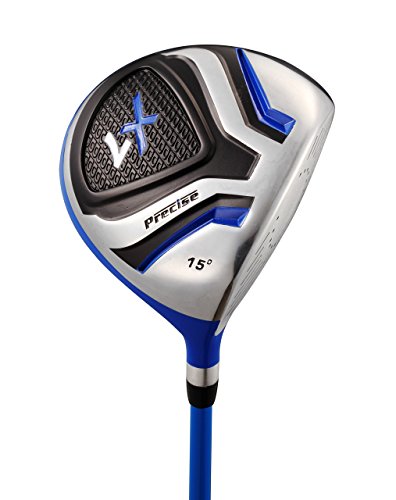 Precise Distinctive Right Handed Junior Golf Club Set For Age 9 To 12 (Height 4'4" To 5') Set Includes: Driver (15"), Hybrid Wood (22*), 2 Irons, Putter, Bonus Stand Bag & 2 Headcovers #TOP1