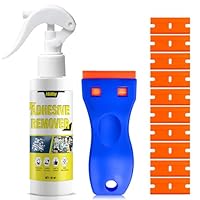 Allisway Etikettenentferner,Klebstoffentferner,Klebereste Entferner Löst Sich Schnell auf und Entfernt Effektiv Hartnäckige Flecken wie Etiketten,120 ml + 1 Schaber und 10 Kunststoffklingen
