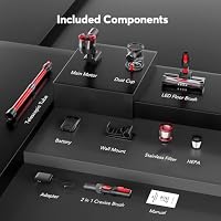 Comvtu Cordless Vacuum Cleaner Rechargeable with 2600mAh Detachable Battery, Powerful Vacuums with 2 Adjustable Modes, Lightweight Portable Stick Vacuum for Home (Red Gray) — image 7