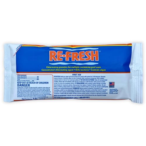 Refresh Pool Shock – 68% Cal-Hypo Granular Sanitizer for Crystal Clear Swimming Pool Water – Defends Against Bacteria, Algae, and Microorganisms - Individual 1lb Packets, 12 Pound Case