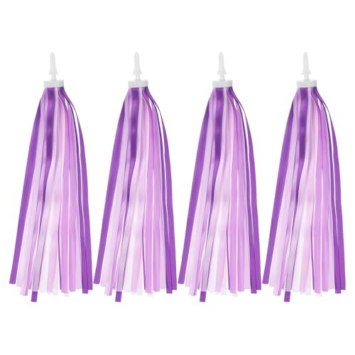 PATIKIL Bike Streamers, 4 Pcs Colorful Scooter Handlebar Tassels Grips Ribbon Accessories Decorations for Girls Bicycle Tricycle Handle, Gradient Purple