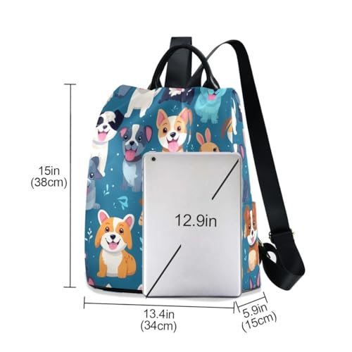 Image of ALAZA Colorful Cute Dogs Trips Hiking Camping Rucksack Pack for Women