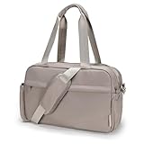 Lumimollis Reisetasche Große, Sporttasche Damen & Herren mit Erweiterbarem Fach, Handgepäck Tasche Flugzeug Wasserabweisend, Weekender mit Nassfach & Koffergurt Travel Bag für Gym & Reise (Braun)