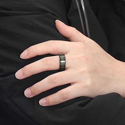 8mm Black Tungsten Rings for Men Celtic Dragon Wedding Ring with Blue/Green Carbon Fiber/Red Opal Paper Inlay Comfort Fit Size 5-144