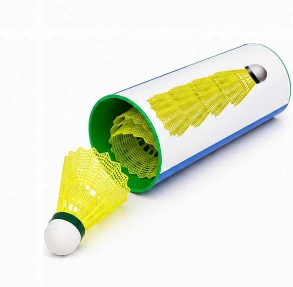 Premium Nylon Badminton Shuttlecocks, Yellow, Medium Speed, Synthetic Cork Base, Stable Flight Performance for Training & Match Play, Pack of 6-image-44