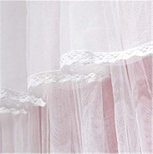 Lotus Karen Contrast Color Bed Curtain – Double Layer Polyester Sheer Mesh Dome Bed Canopy – Round Hoop Princess Mosquito Net for Twin Full Queen King Size