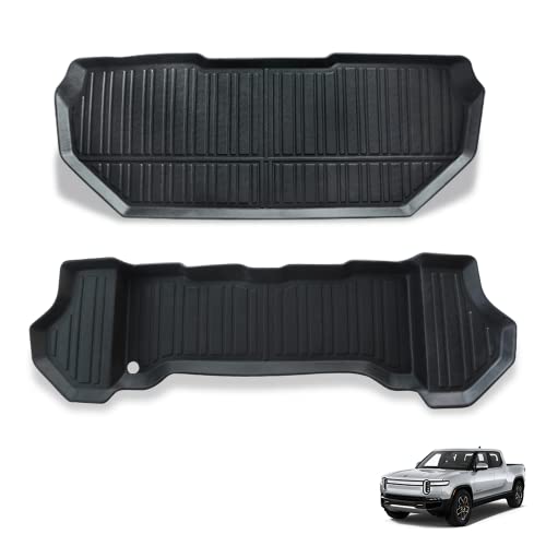 Bestevmod For Rivian R1T R1S All-Weather Front Trunk Mat Tpe Material Rubber Cargo Liner Compatible With Rivian R1T R1S 2022 2023 Accessories (Upper + Lower Layer) #TOP6