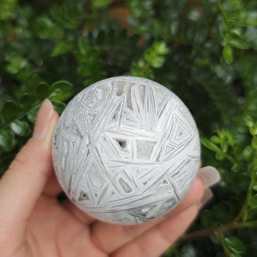 Boule d'agate blanche 60mm sphère de cristal naturelle polie