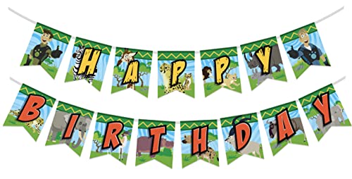 Treasures Gifted Officially Licensed Wild Kratts Birthday Party Supplies - 1 Pre-strung Happy Birthday Banner - Wild Kratts Birthday Party Supplies