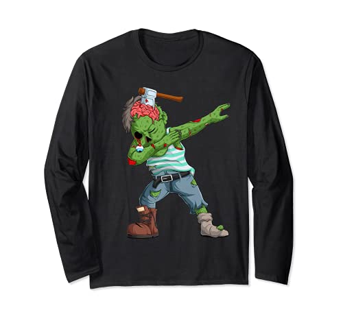 Camisa de Halloween Dabbing Zombie Graphic Dab Zombie Green Manga Larga