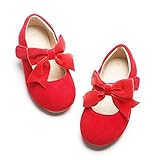 Kiderence Toddler Girl Shoe School Party Girls Flat Flower Girl Mary Jane Dress Shoes Red 5M