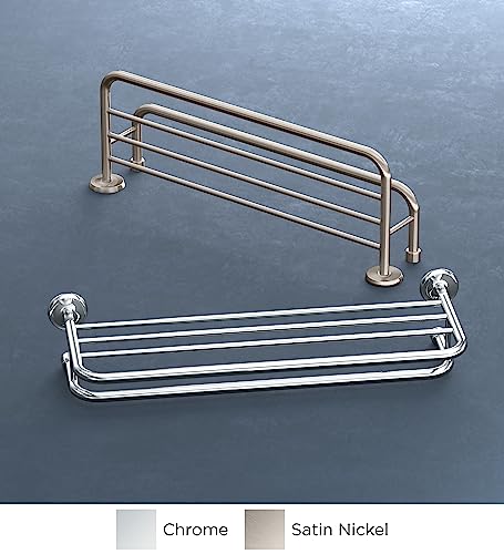 Gatco 5376 Designer II Bathroom Spa Towel Rack, 24", Chrome | Wall Mounted Stainless Steel 26.50" W X 5.68" H X 10" D Towel Holder Rack with Towel Bar for Bathroom