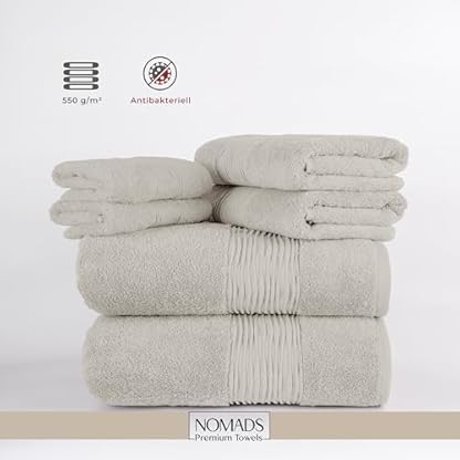 Leona Premium Towels. Leona Badetücher und Handtücher Set. badehandtuch groß 70x140cm badetuch & handtuch 50x100 cm Qualität 550 gr/m2 . 100% Baumwolle mit Oeko-tex zertifizierung (creme) – Bild 4