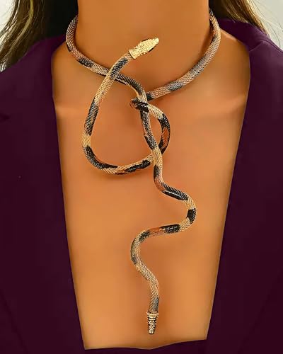 Bendable Snake Necklace for Women Glexible Bendable Snake Bracelet Adjustable Flexible Multi-purpose Neck-lace Halloween Medusa Costume Outfits Accessories4
