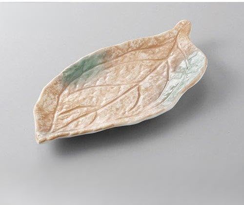 Set of 5, Appetizer Plate, Orange Rolled Green Sukiyo Leaf Plate, 9.3 x 4.9 x 1.0 inches (23.5 x 12.5 x 2.5 cm), Strengthening [Ryotei, Ryokan, Japanese Tableware, Restaurants, Commercial Use,