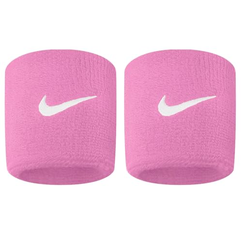 NIKE Premier Swoosh Singlewide Wristbands -Soft, Moisture-Wicking (1 Pair, 2.5' Wide) (Pink Glow)