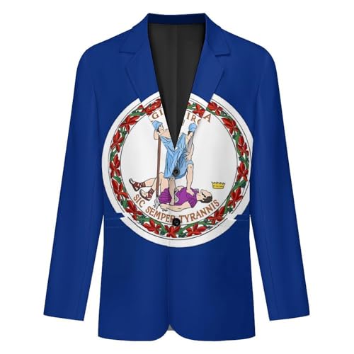 Virginia State Flag Men's Casual Blazers Slim Fit Sport Coats Blazer Two Buttons Suit Jacket for Work Party4