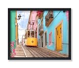 Poster Master Lisbon Pastel Street Poster - Portugal Print - Photography Art - City Architecture Illustration - Floral Aesthetic Artwork - Colorful Living Room or Office Decor - 24x32 UNFRAMED