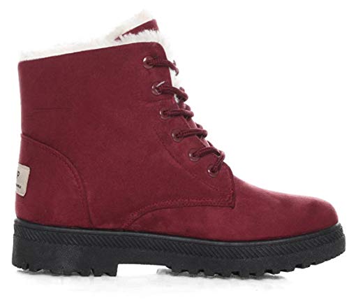 Dadawen Women's Suede Waterproof Lace Up Winter High Top Snow Boots Red Us Size 5.5 #TOP4