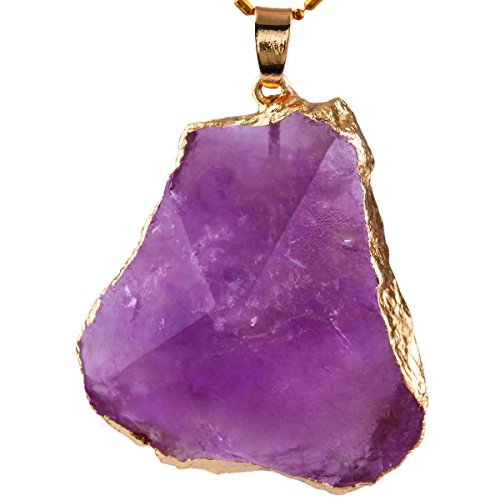 Rockcloud Amethyst Pendant Necklace Stone Crystal Facet Irregular