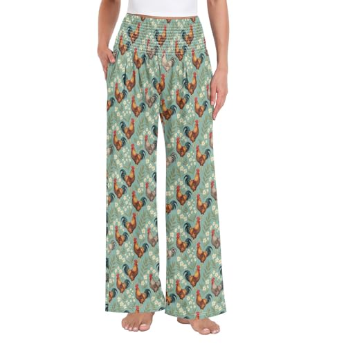 Pantalon large amoureux du poulet taille haute pour exprimer votre passion créative