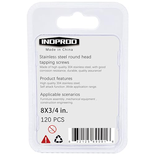 Indprod 2023122000000016 #8X3/4 Inch Wood Screw, 304 Stainless Steel Round Head Screws thumb #1