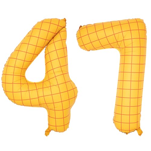 Image of 40 inch Large Number Balloon 47 Toy Inspired Story Yellow Birthday Balloon | Western Rodeo Party Supplies Boy Girl Story Anniversary Kids Birthday Party Cowboy Farm Themed Baby Welcome Decorations