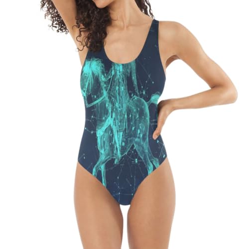 Maillot de bain une pièce monokini zodiaque cheval pour tenue de plage femme et fille tendance
