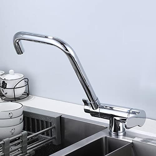 Robinet de cuisine à 3 voies multifonction en laiton pivotant et pliable pour évier gris
