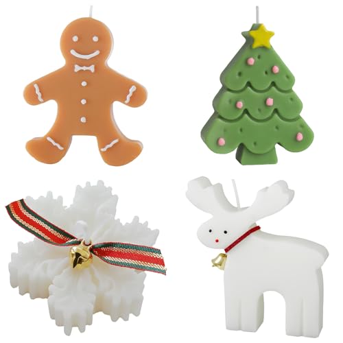 4 Piezas Velas de Navidad Hechas a Mano, Velas Navideñas, Velas Decorativas Navidad, Velas Perfumadas Hechas a Mano, para Decoración de Vacaciones en Casa