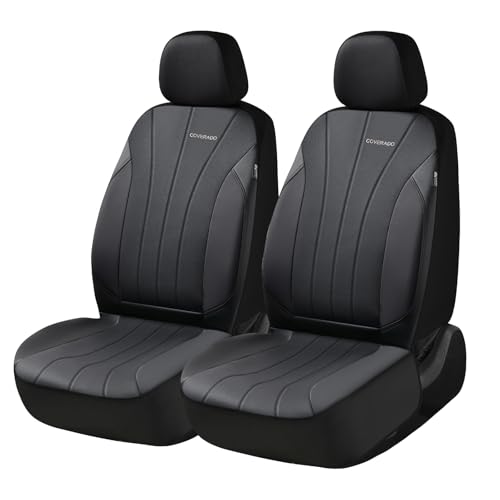 Image of Coverado Car Seat Covers, 2 Front Seats Waterproof Nappa Leather Automotive Seat Protectors, Front Luxury Mesh Seat Covers, All-Weather Universal Fit for Most Cars SUV