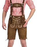Mufimex Herren Trachten Lederhose Trachtenlederhose Trachtenhose Kurz Hellbraun 58