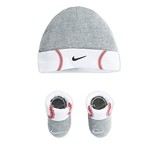 Nike Children's Apparel Baby Hat And Booties 2-Piece Set, Grey Baseball Cuff, 0/6M #TOP5